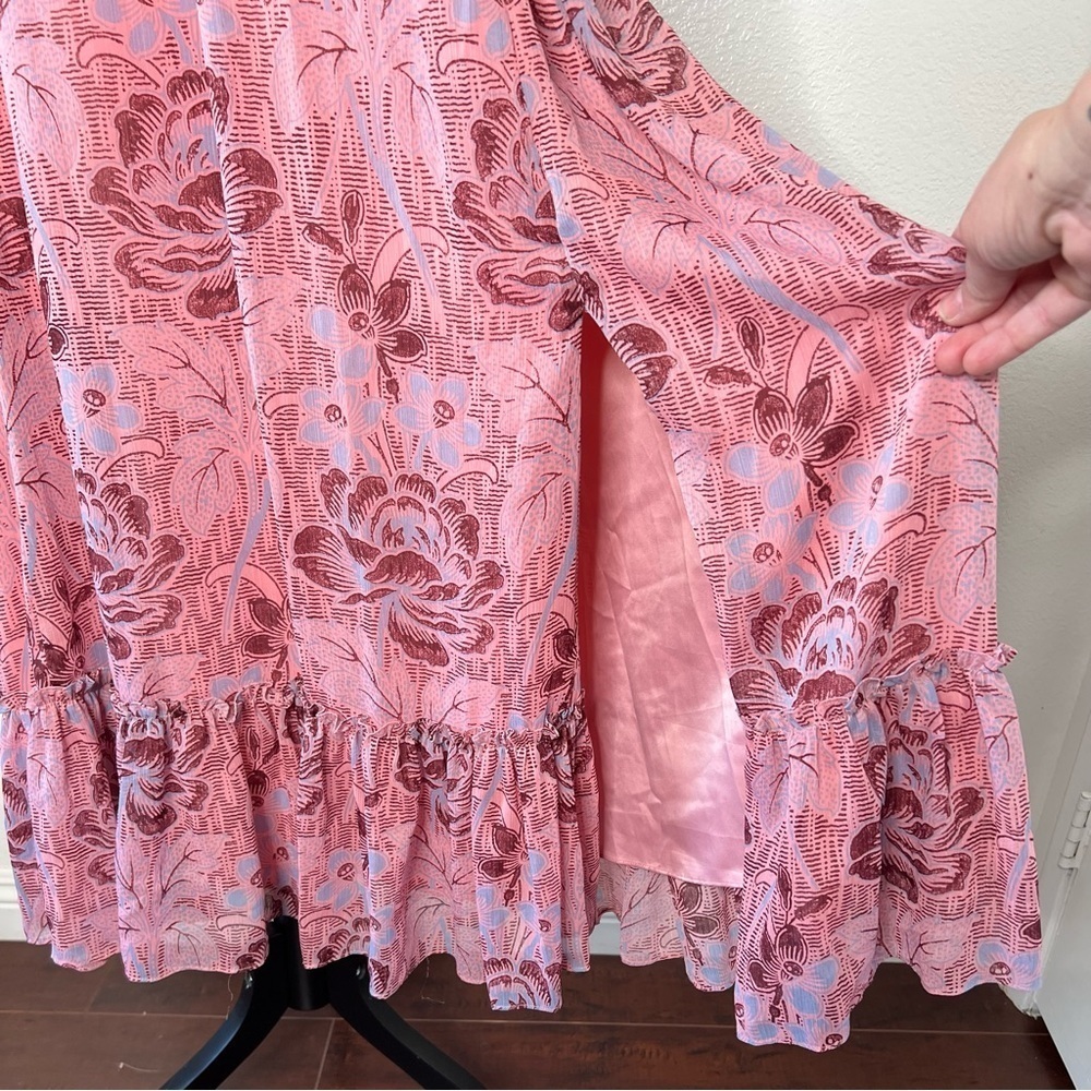 LIKELY Revolve Levine Day Dress Floral Maxi Pink Ruffle Calico Size 12 - Picture 9 of 14